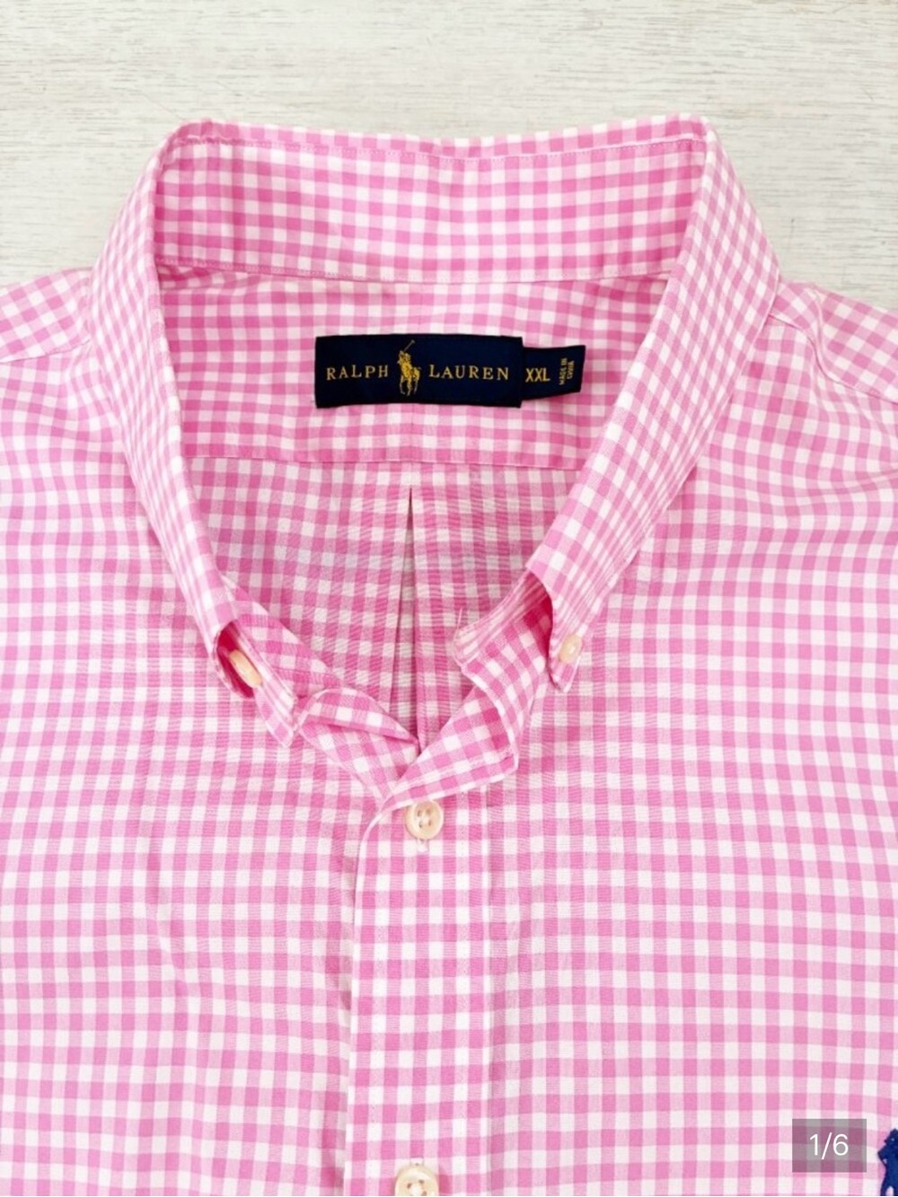 Polo Ralph Lauren XXL Men's Pink & White Gingham Button-Down Shirt 100% Cotton